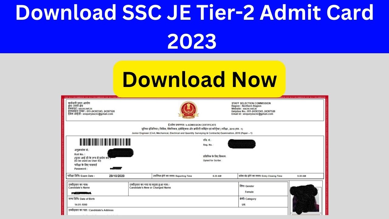 Download SSC JE Tier-2 Admit Card 2023